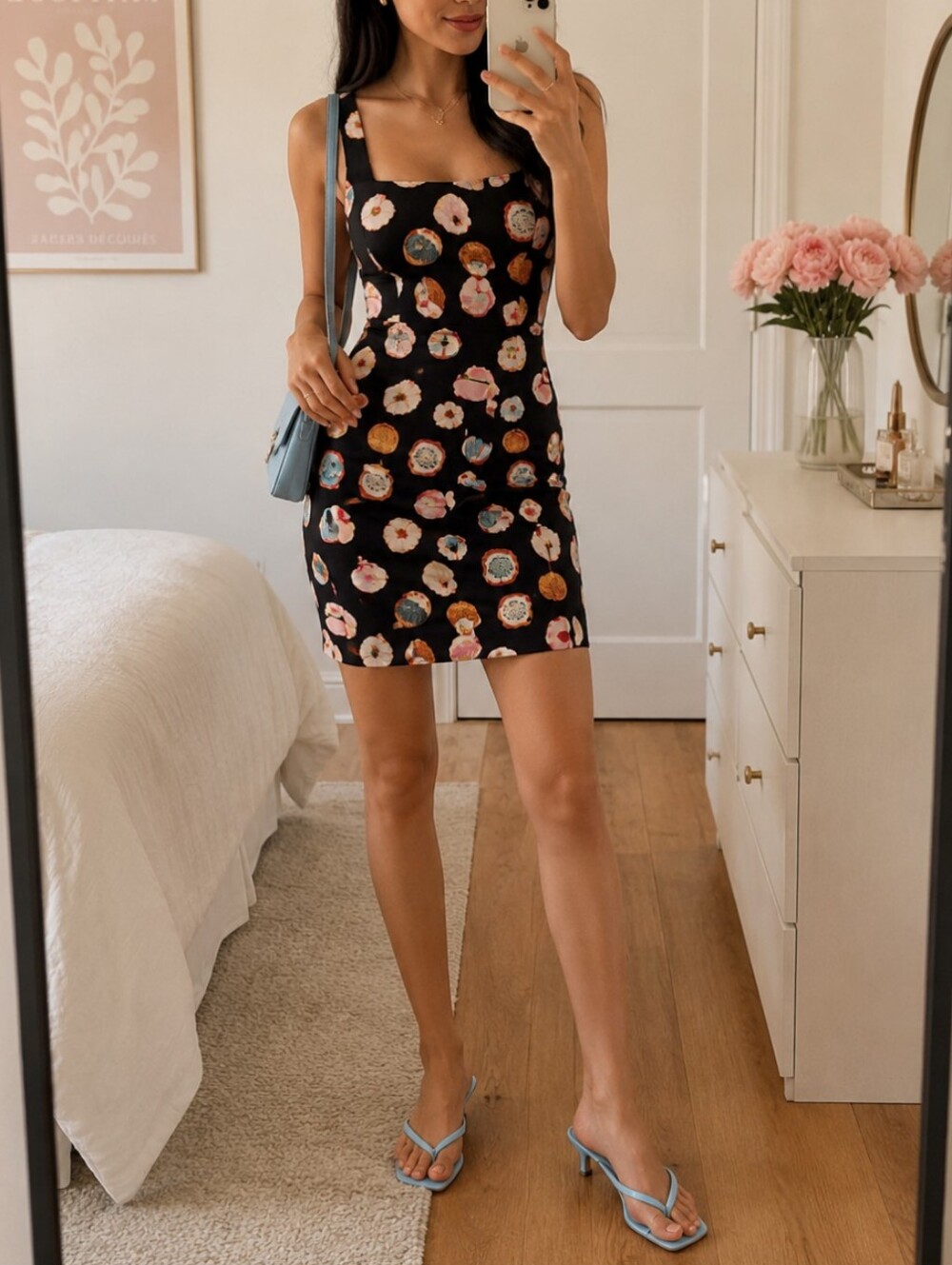 NWT‎! Anthropologie Maeve Fitted Square Neck Black Dress x Danielle Kroll